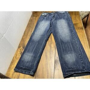 Vintage Akademiks Jeans Mens 36 Dark Baggy Hip Hop Embroidered Skate Y2K